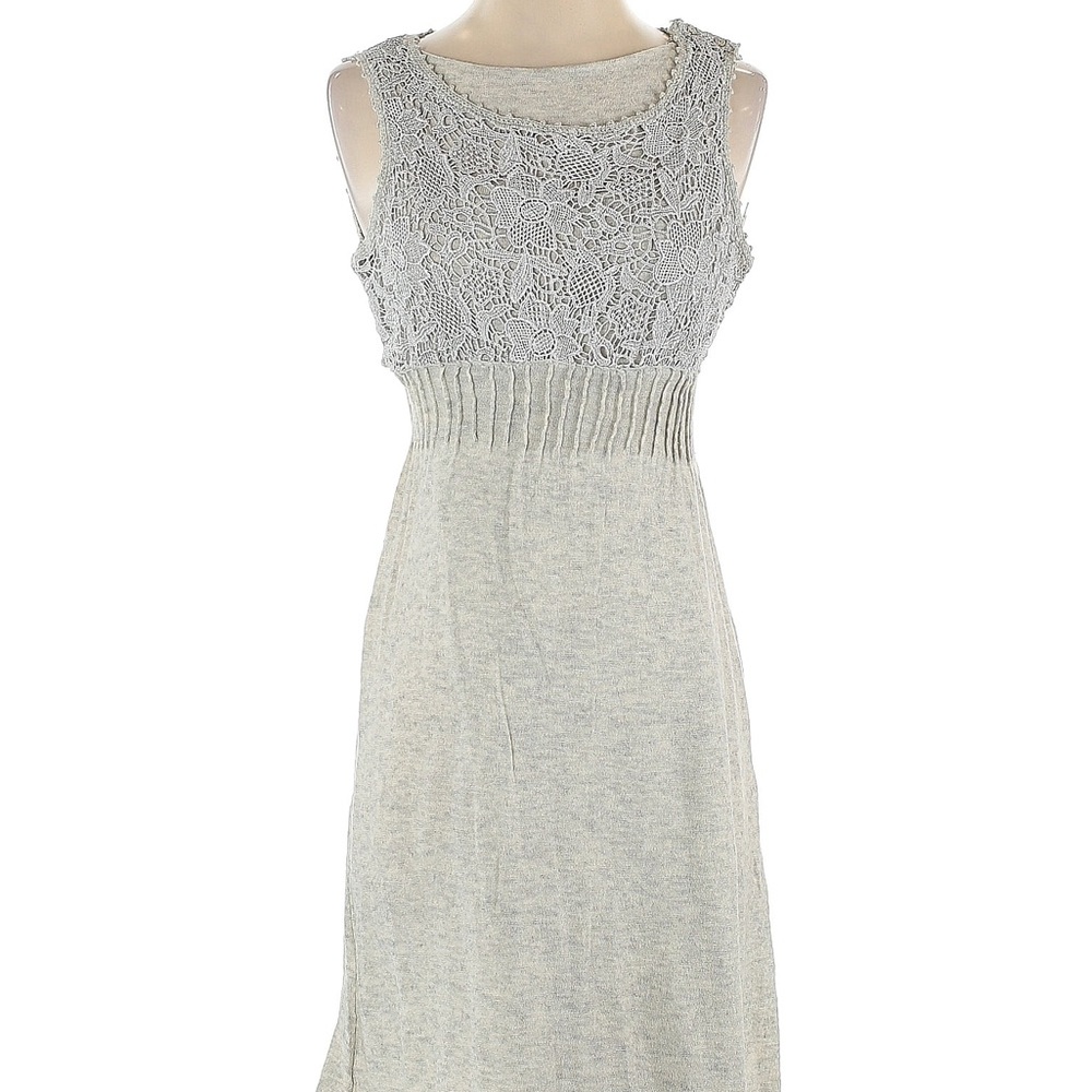 Anthropologie Knit & Knotted gray crochet/lace top knit sweater dress S
